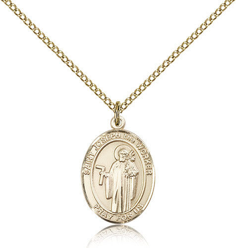 Saint Joseph The Worker Medal For Women - Gold Filled Necklace On 18 Chain -...