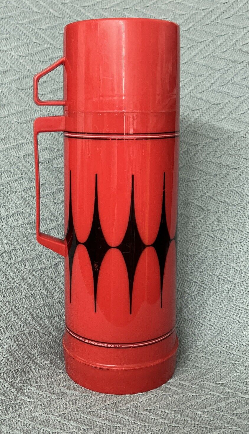 Vintage Aladdin Thermos Red & Black Diamond 1 Quart Made in USA Hot Or Cold