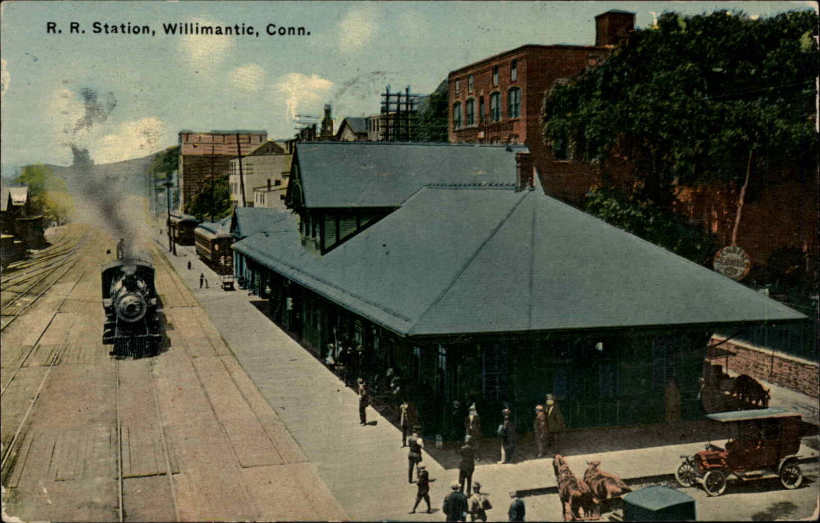Willamantic Connecticut CT Railroad Train Station Depot c1910 Vintage Postcard