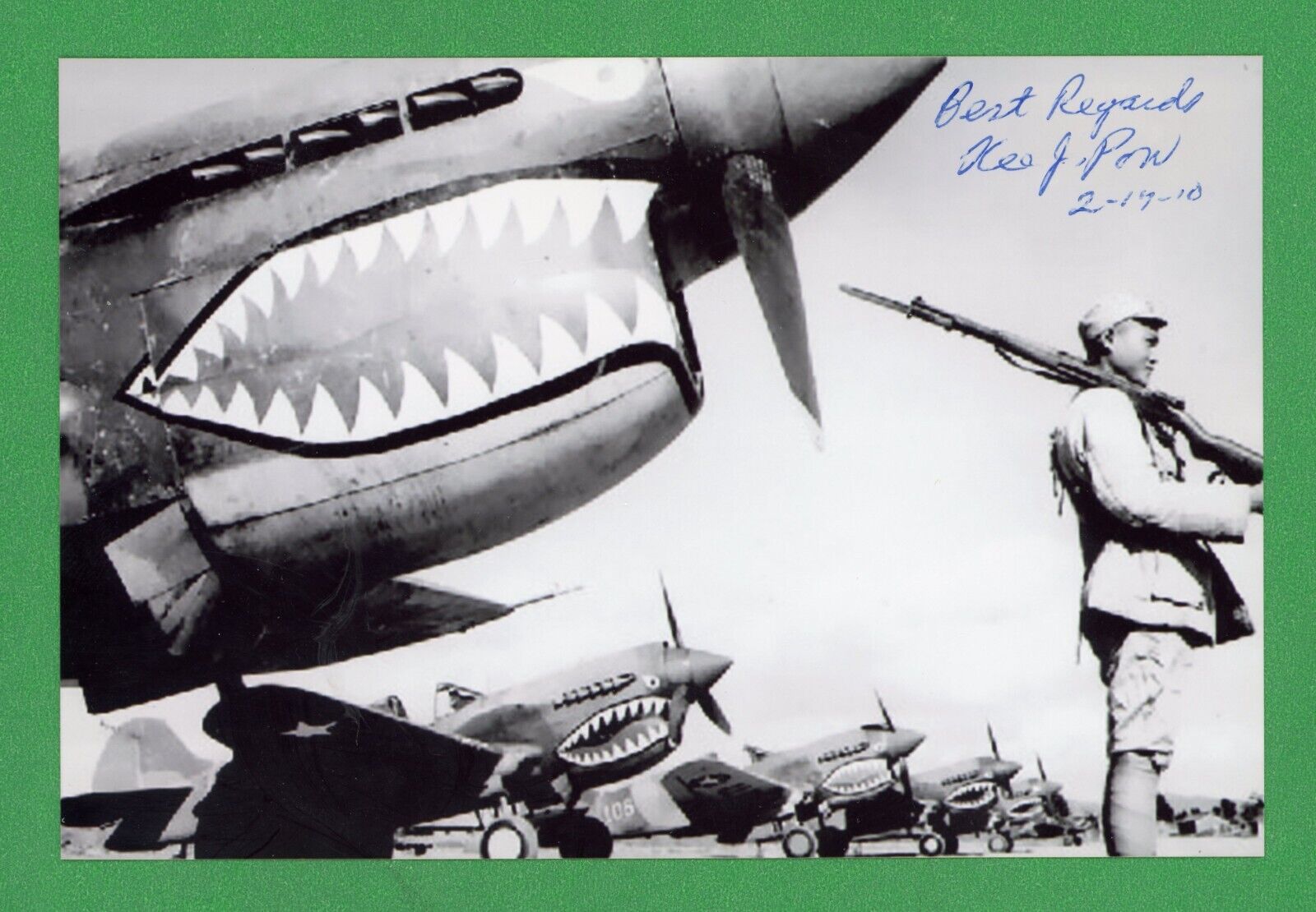 Kee Jeung Pon DECEASED WWII AVG Flying Tigers 3PS Signed 4x6 Photo E25981
