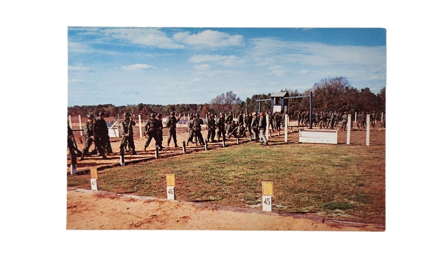 POSTCARD Fort Dix New Jersey NJ Military Base Basic Training Rifle Instr c.1940s