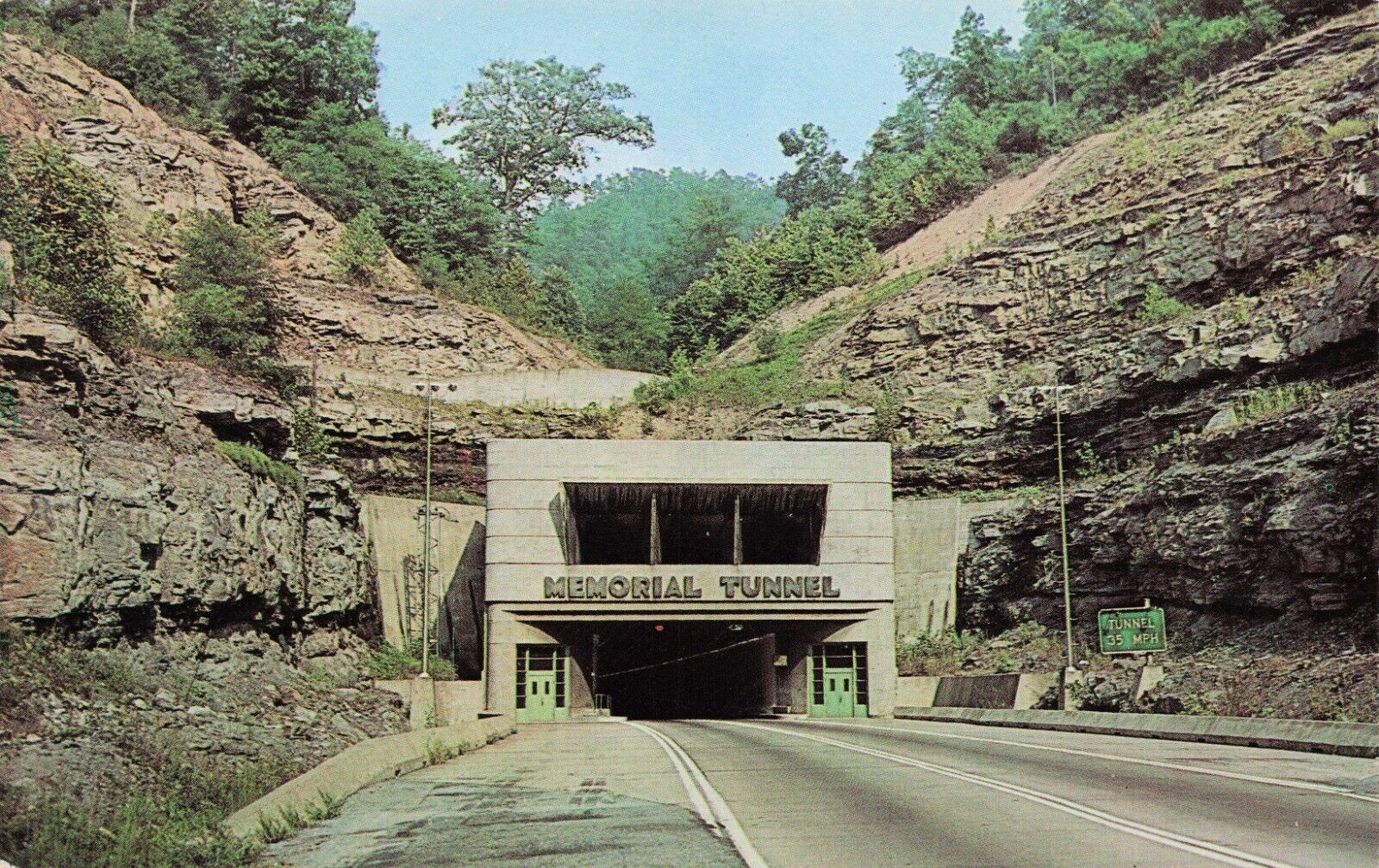 Postcard Memorial Tunnel Entrance West Virginia Turnpike near Charleston WV