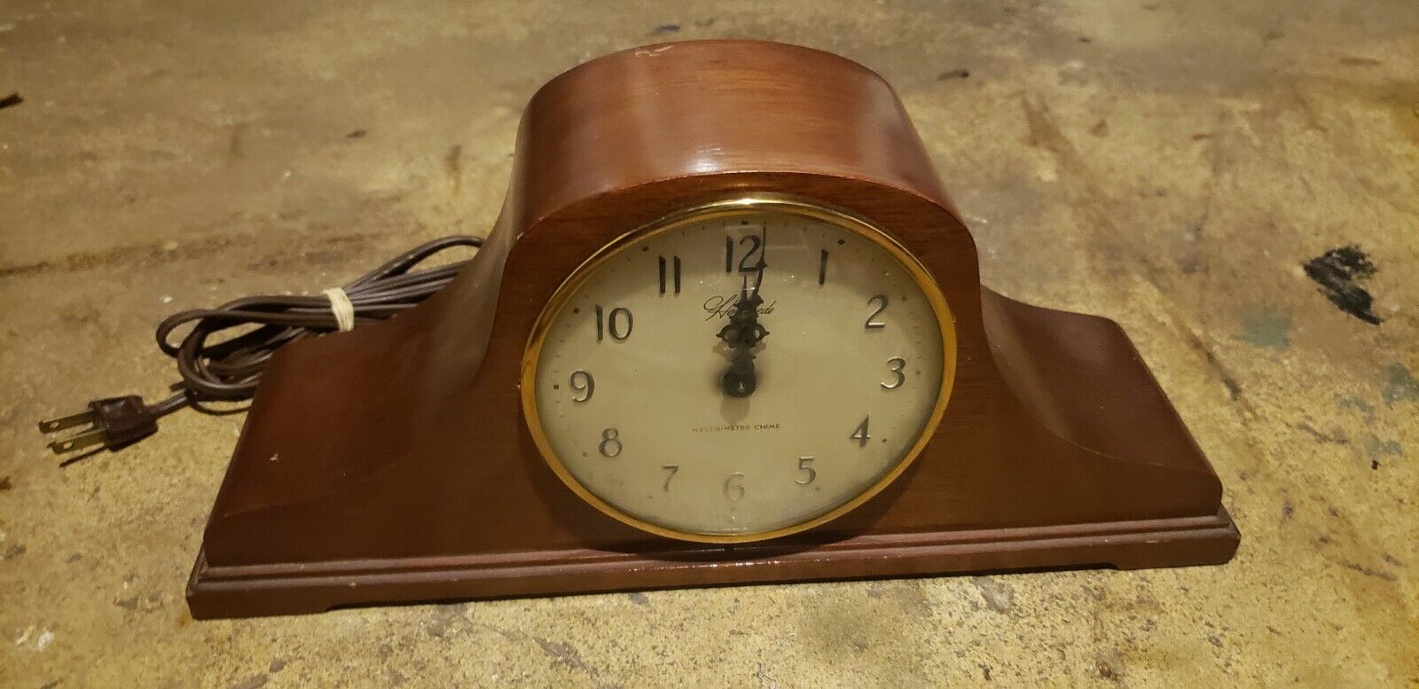 Antique Herschede Electric Mantle Clock Westminster Chime WORKS GOOD