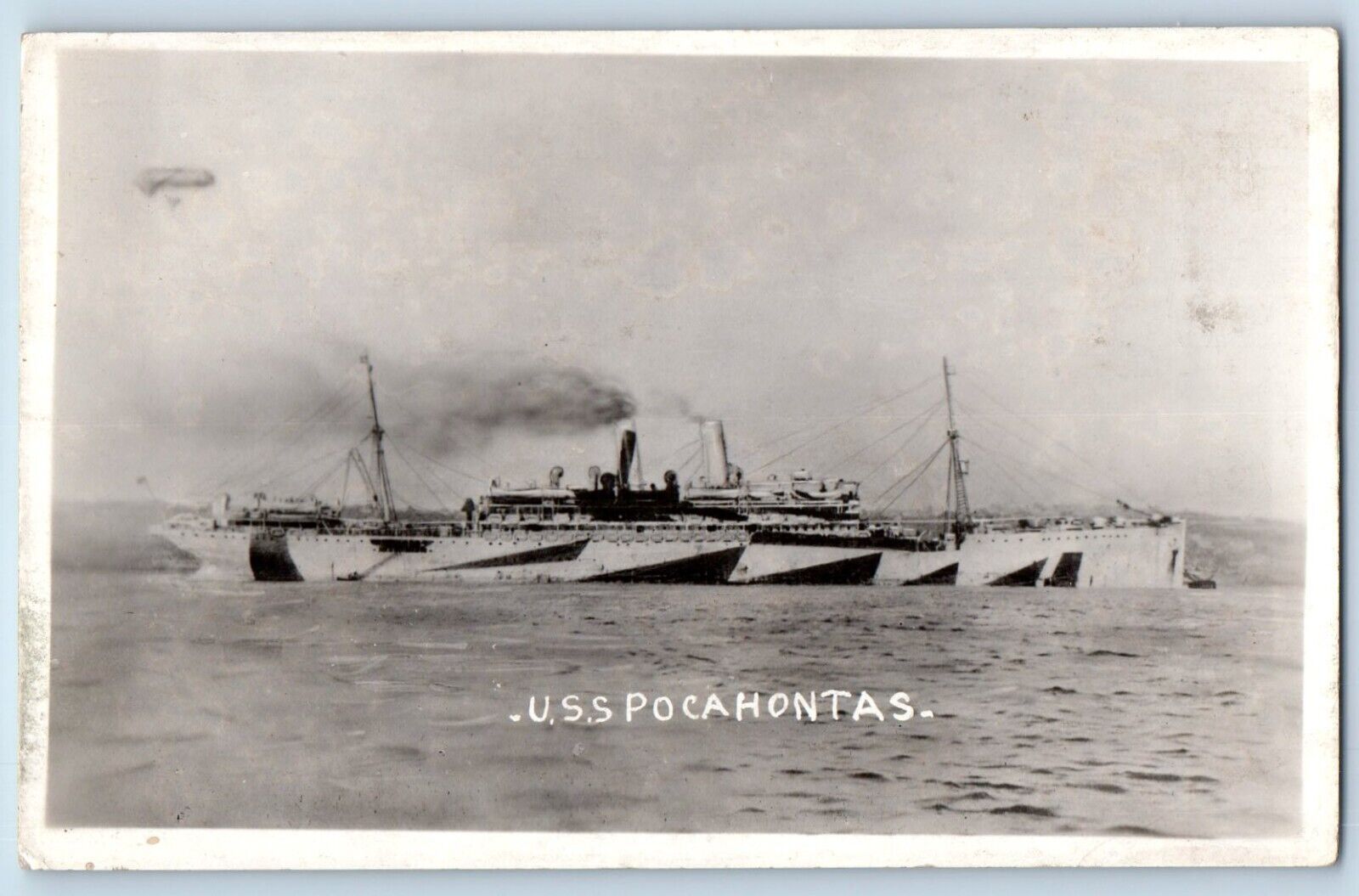 USS Pocahontas Postcard RPPC Photo US Navy Dazzle c1910\'s Unposted Antique