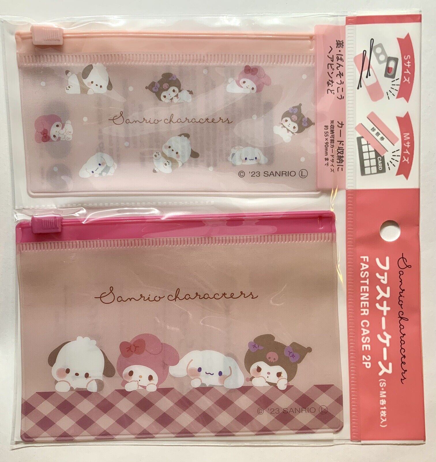 Sanrio Pink Blush 2 Piece Fastener Case Storage Cards Cash Pouch Melody Kuromi