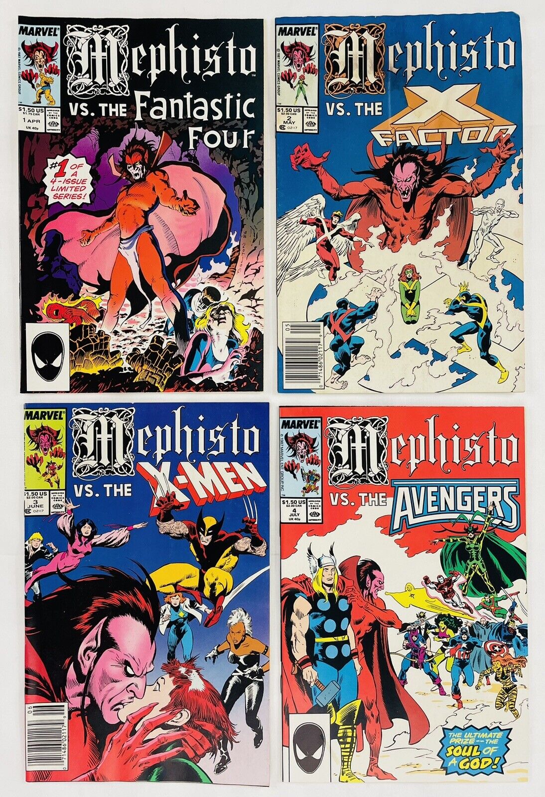 Mephisto vs Fantastic Four X-Factor X-Men Avengers Marvel Comic Lot Complete 1-4