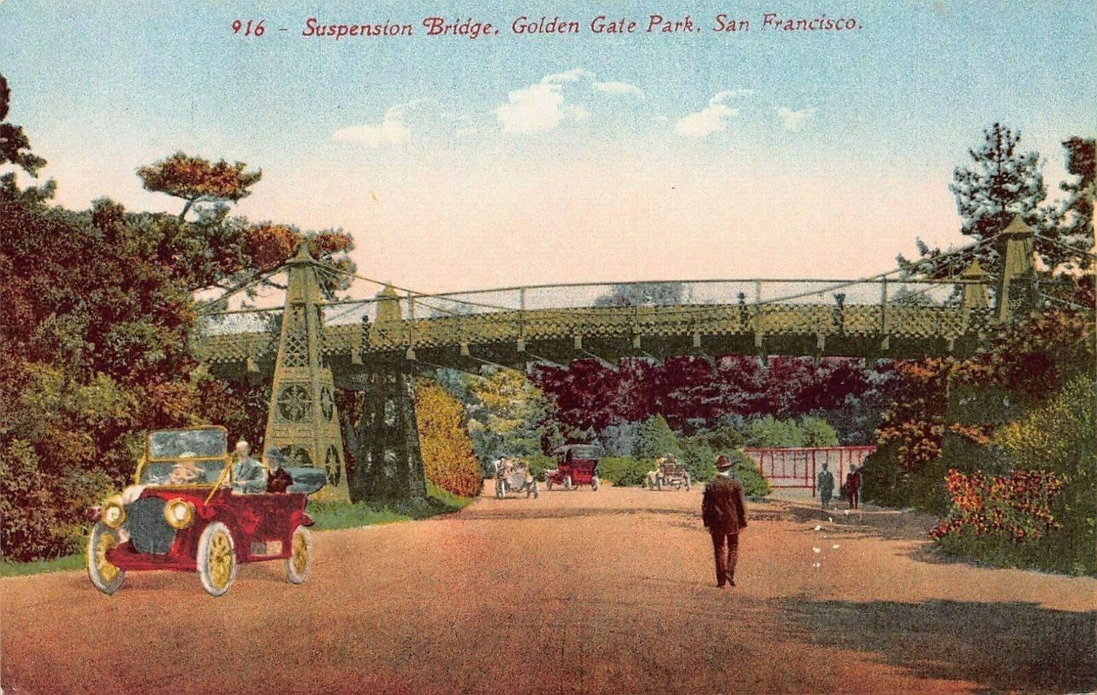 Suspension Bridge, Golden Gate Park, San Francisco, 1915 Pan-Pacific Postcard