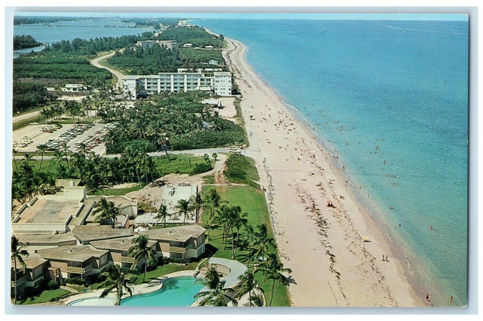 c1950's Aerial View Of Lantana Beach La Coquill Club Lantana Florida FL Postcard