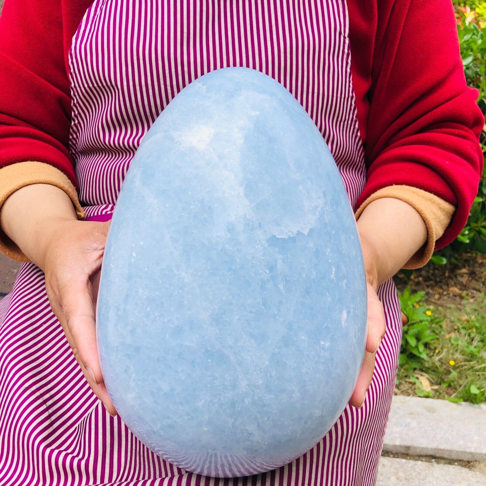 22.88LB Natural Polished Blue Celestite Quartz Crystal Stone Egg Specimen 1199