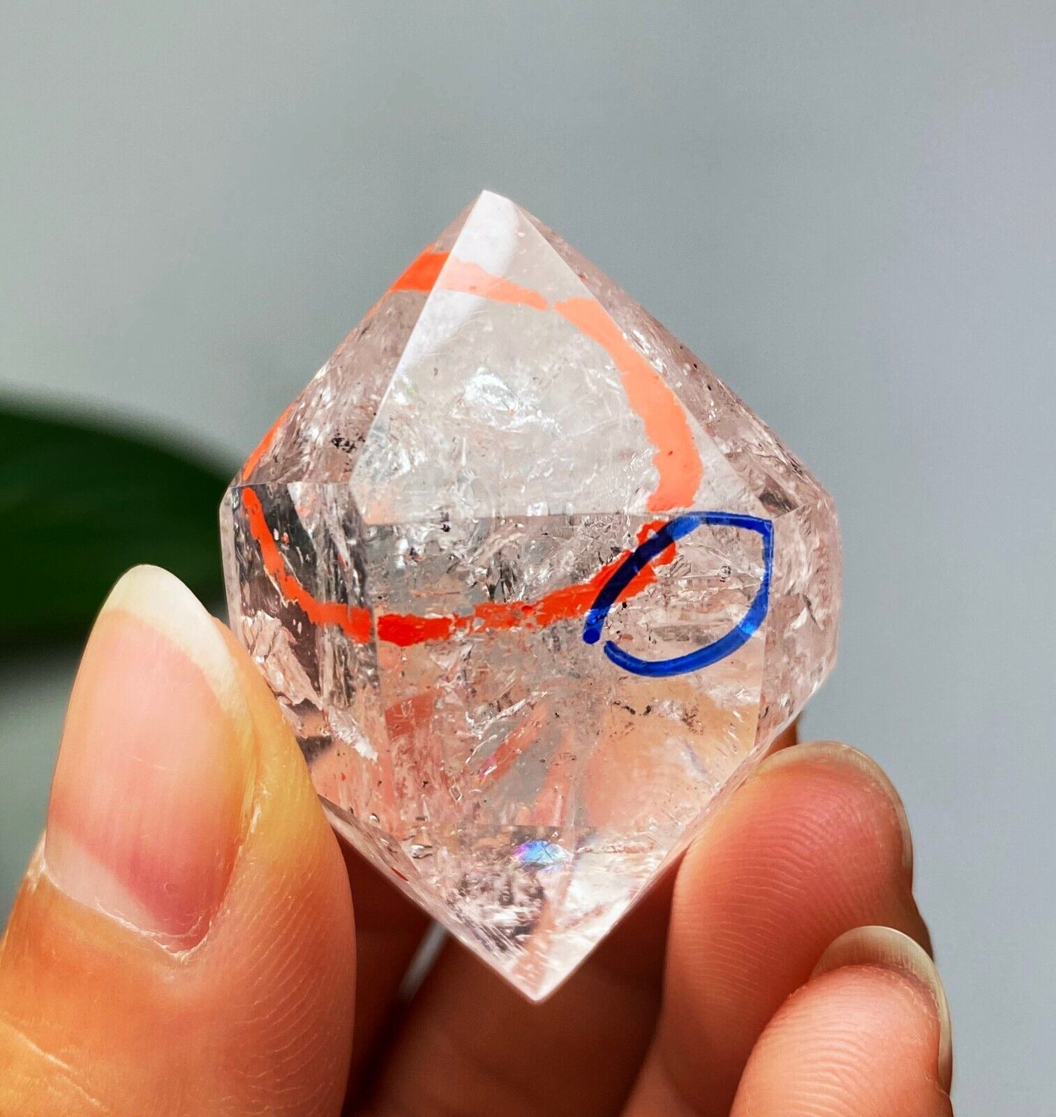 Top Genuine Herkimer Diamond CRYSTAL Skeletal + 2 moving water-enhydro 19.5g