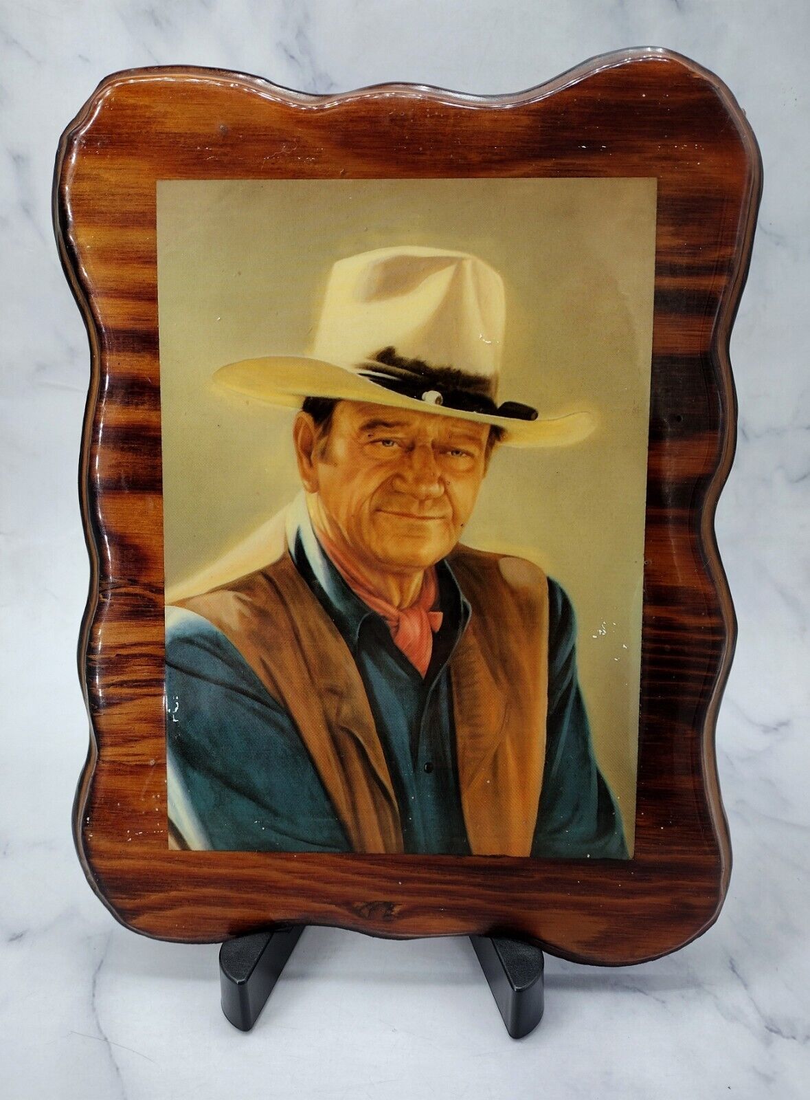 Vintage John Wayne Lacquered Wood Wall Plaque