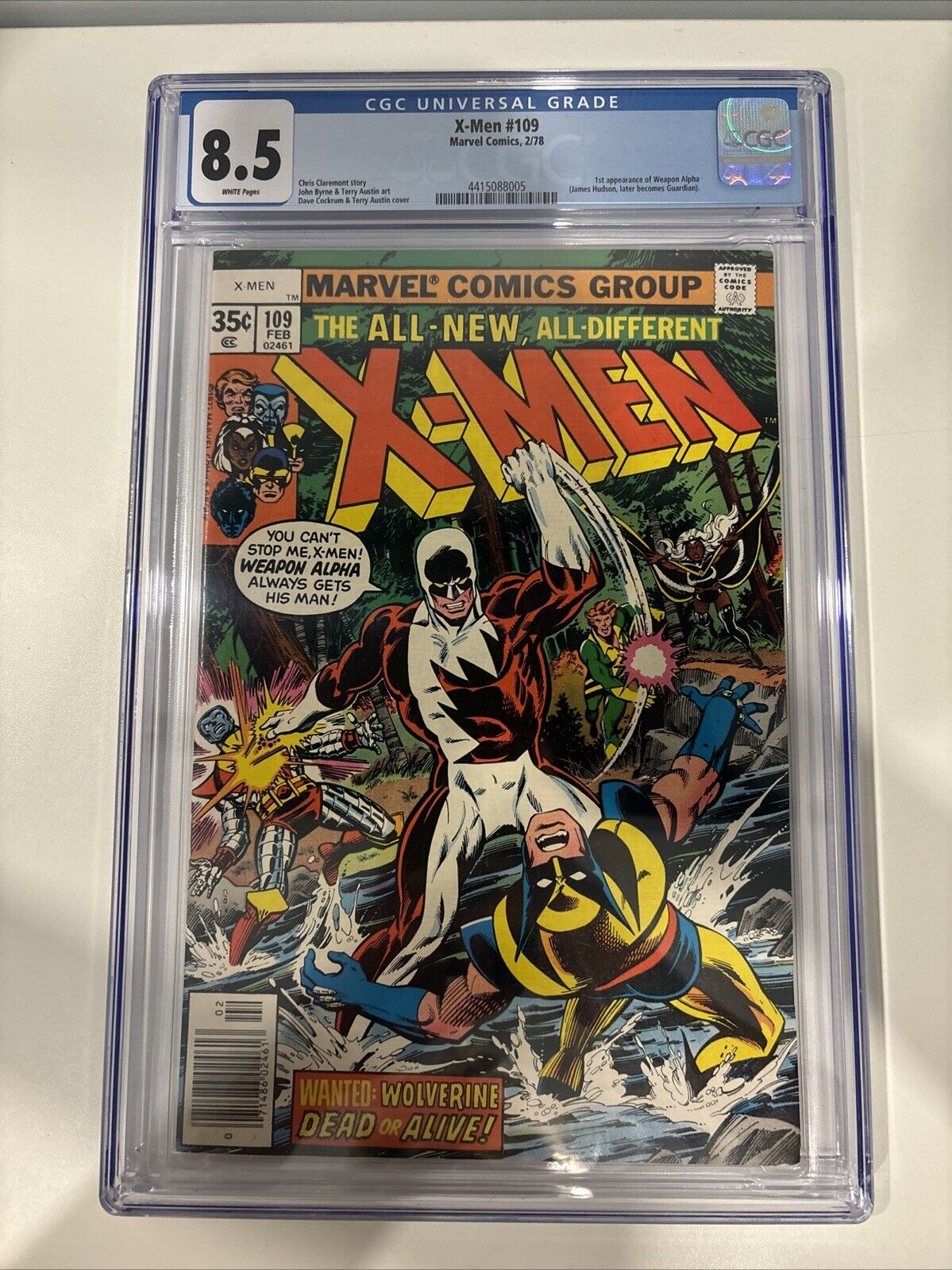 X-Men 109 CGC 8.5 1st Appearance of Weapon Alpha Marvel 1978 White
