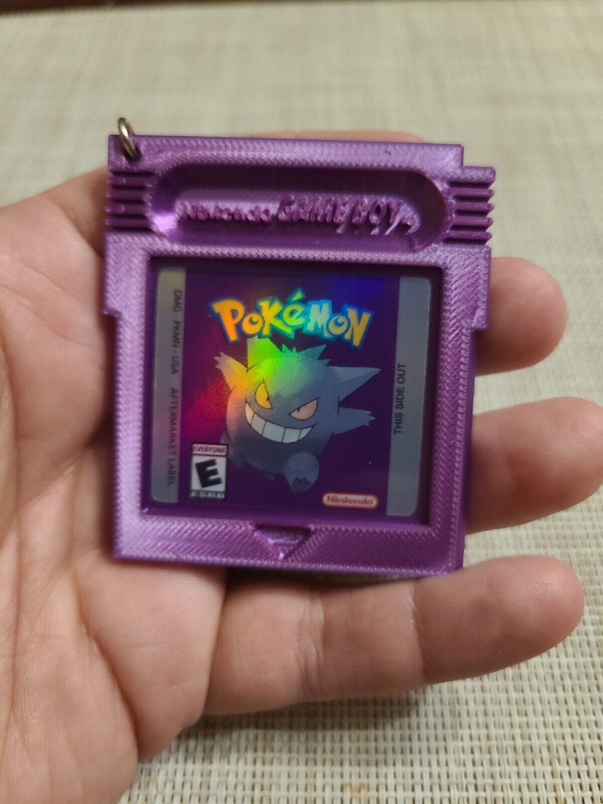Pokémon Purple Gengar keychain Gameboy Nintendo cartridge Pikachu retro anime