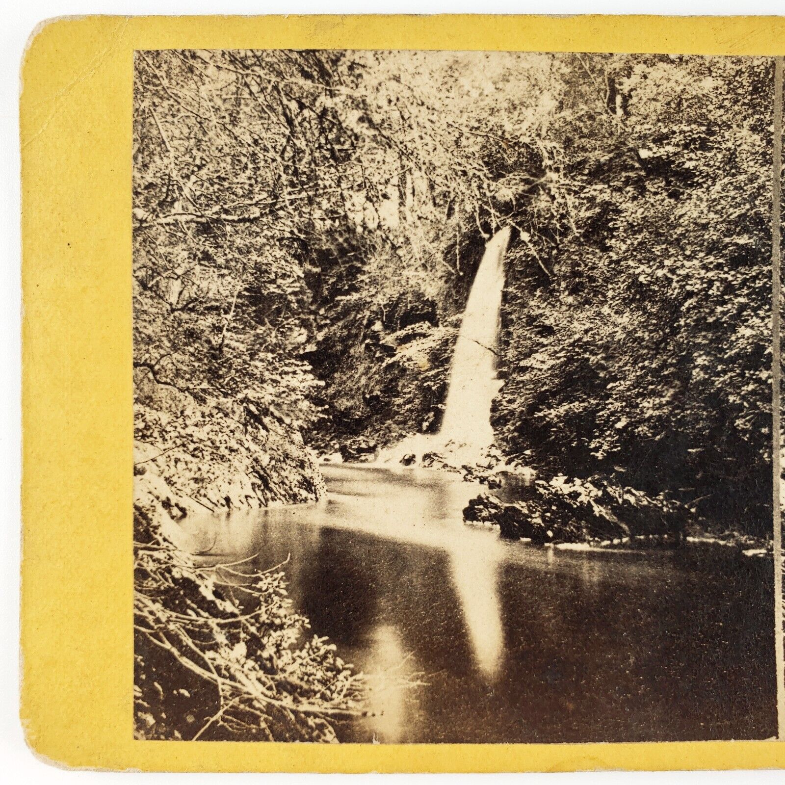 Fenden River Lower Falls Stereoview c1870 Scotland Forest Waterfall Photo B2234