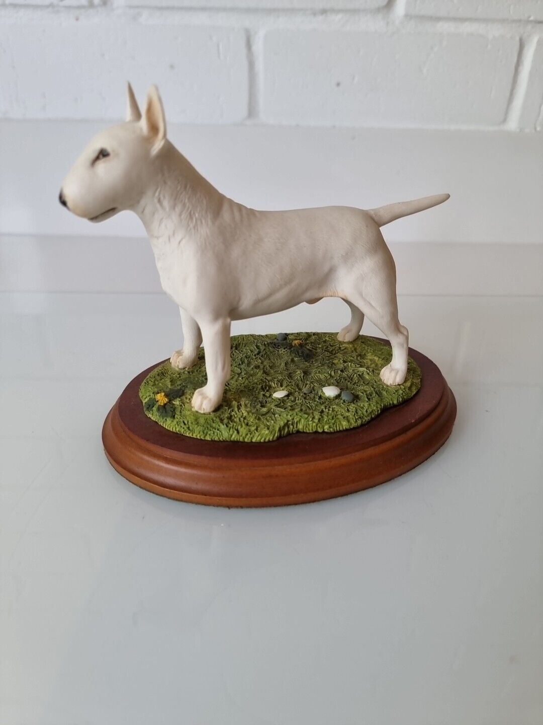 Vintage English Bull Terrier Sculpture On Base Best Of Breed Naturecraft Dog 