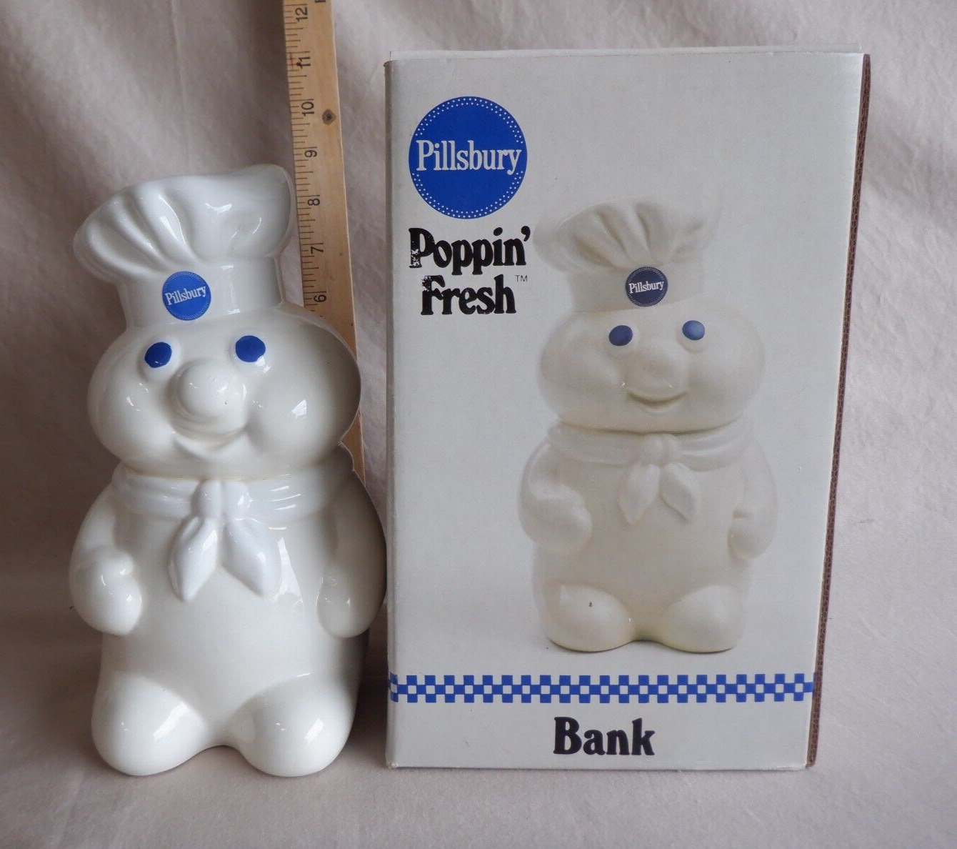 Pillsbury Doughboy Poppin\' Fresh Ceramic Piggy Bank With Stopper Vintage 1988 8”