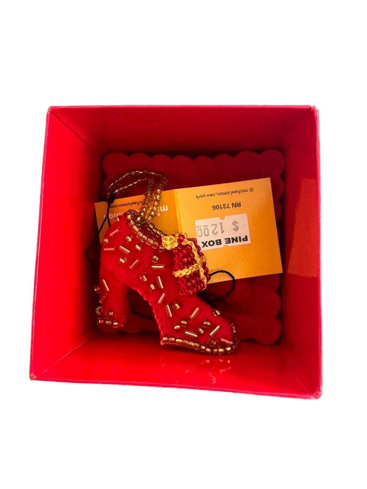 Michael Simon Red Shoe Ornament NIB Christmas 