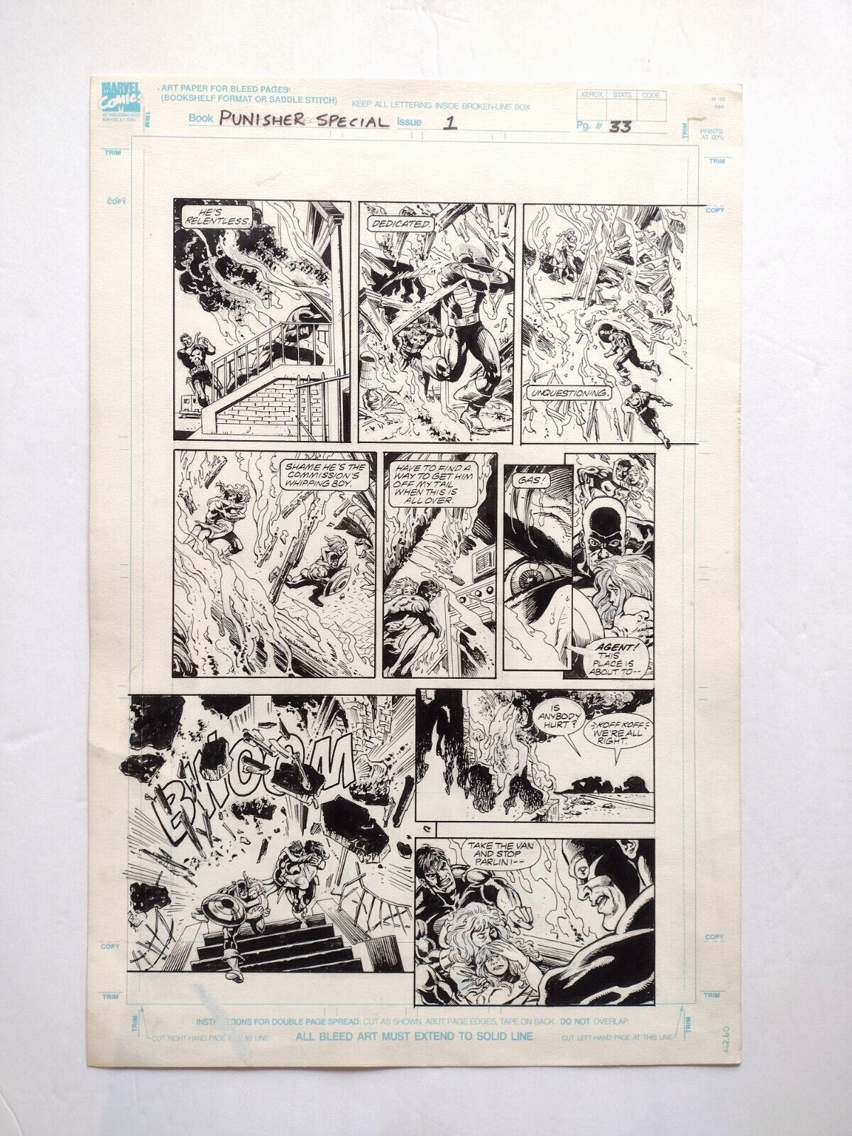 Original Art PUNISHER : No Escape  Page 33 ~1990 action Punisher & U.S. Agent