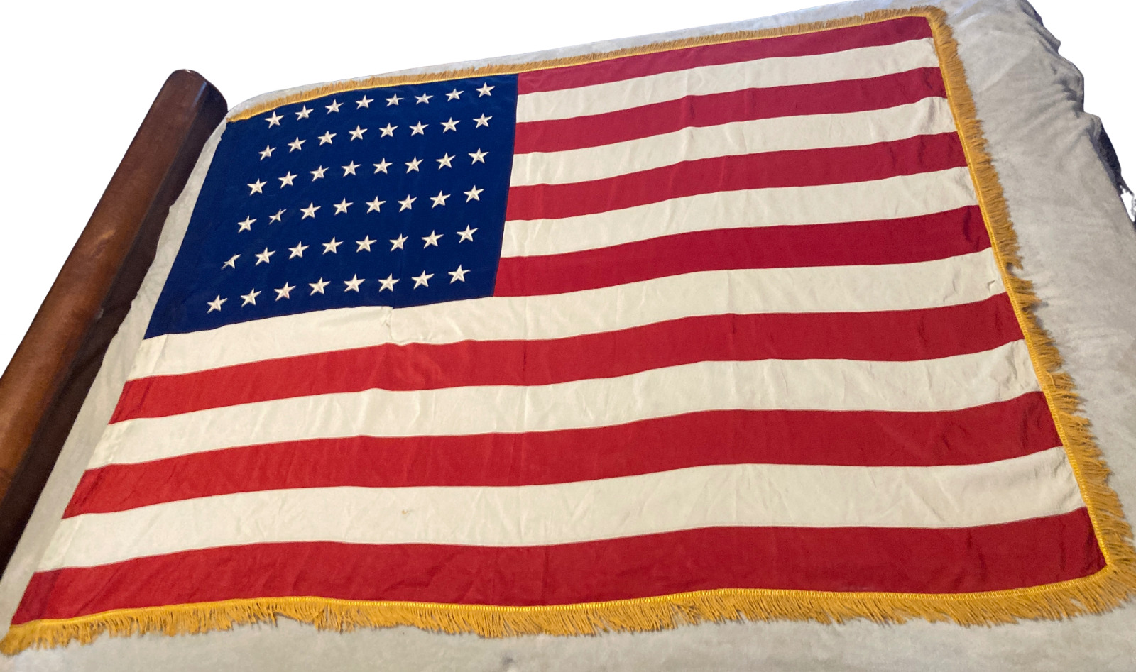 VINTAGE DETTRA 48 STAR GLORY GLOSS AMERICAN FLAG LARGE SIZE USA CEREMONIAL ARMY