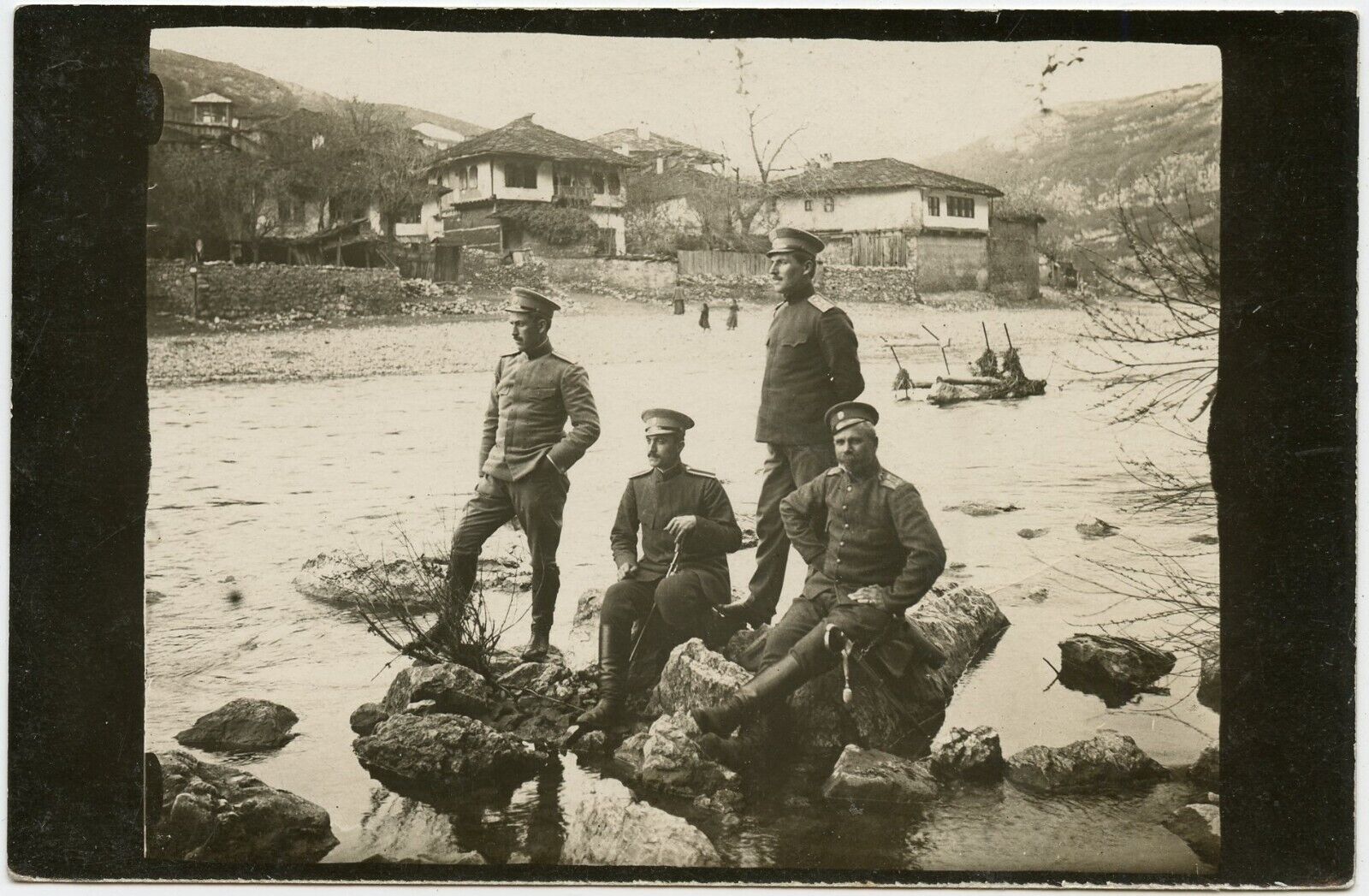 WWI ? Men in Military Uniform Vintage Photo Postcard , Bulgaria ?