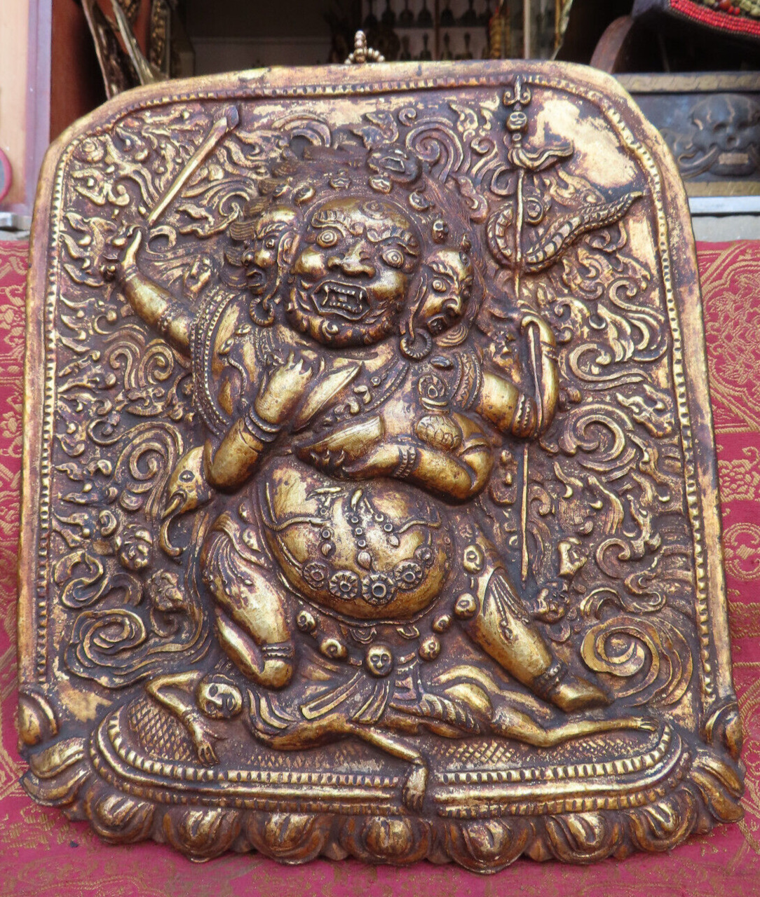 Antique Master Quality Handmade Copper Tibetan Mahakal wall hanging Nepal