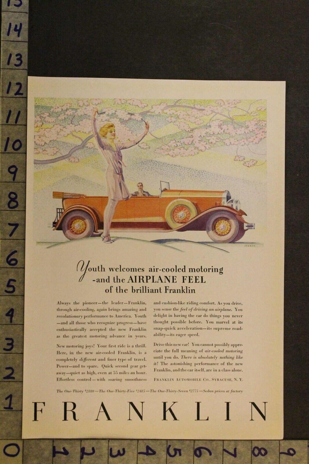 1929 FRANKLIN CONVERTIBLE SEDAN STONER ILLUSTRATE SYRACUSE MOTOR CAR AUTO ADUL90