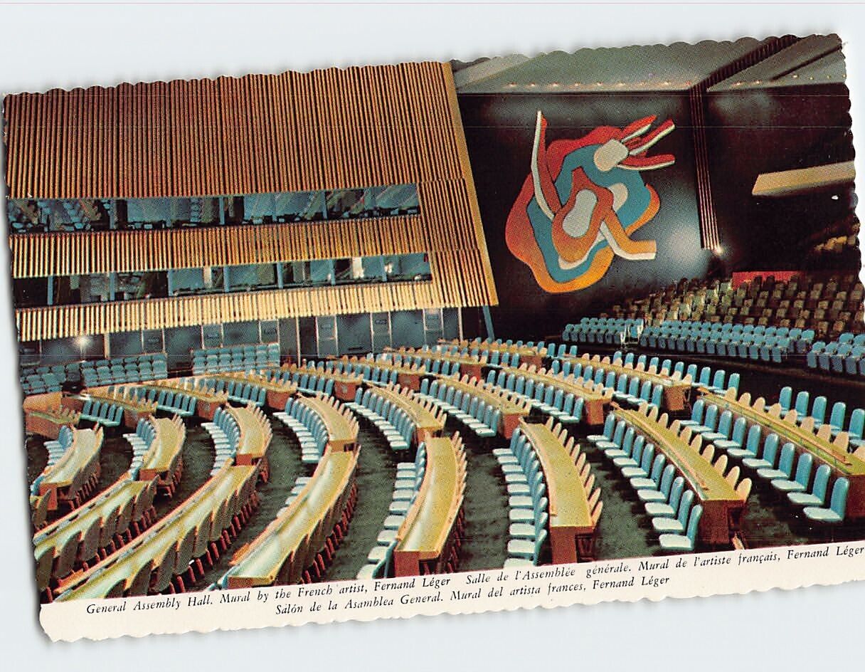 Postcard Mural General Assembly Hall United Nations New York City New York USA