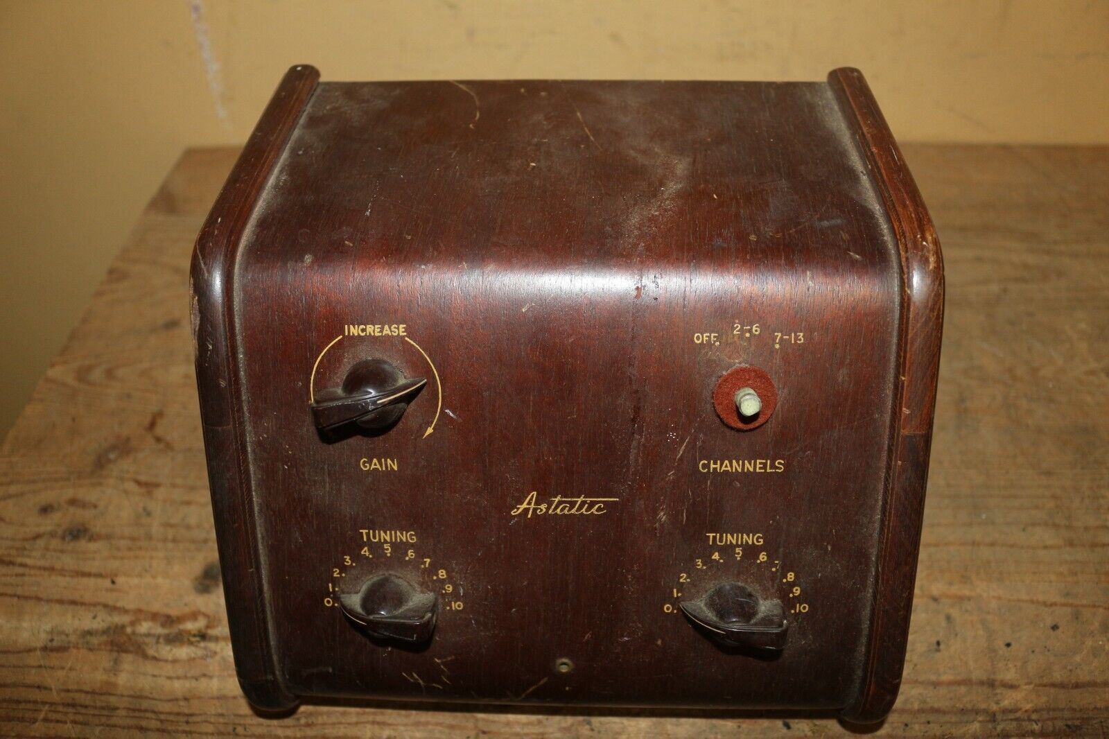 Vintage 1940\'s Astatic TV Television Tuner Booster Antenna Model AT-1 Wood Case