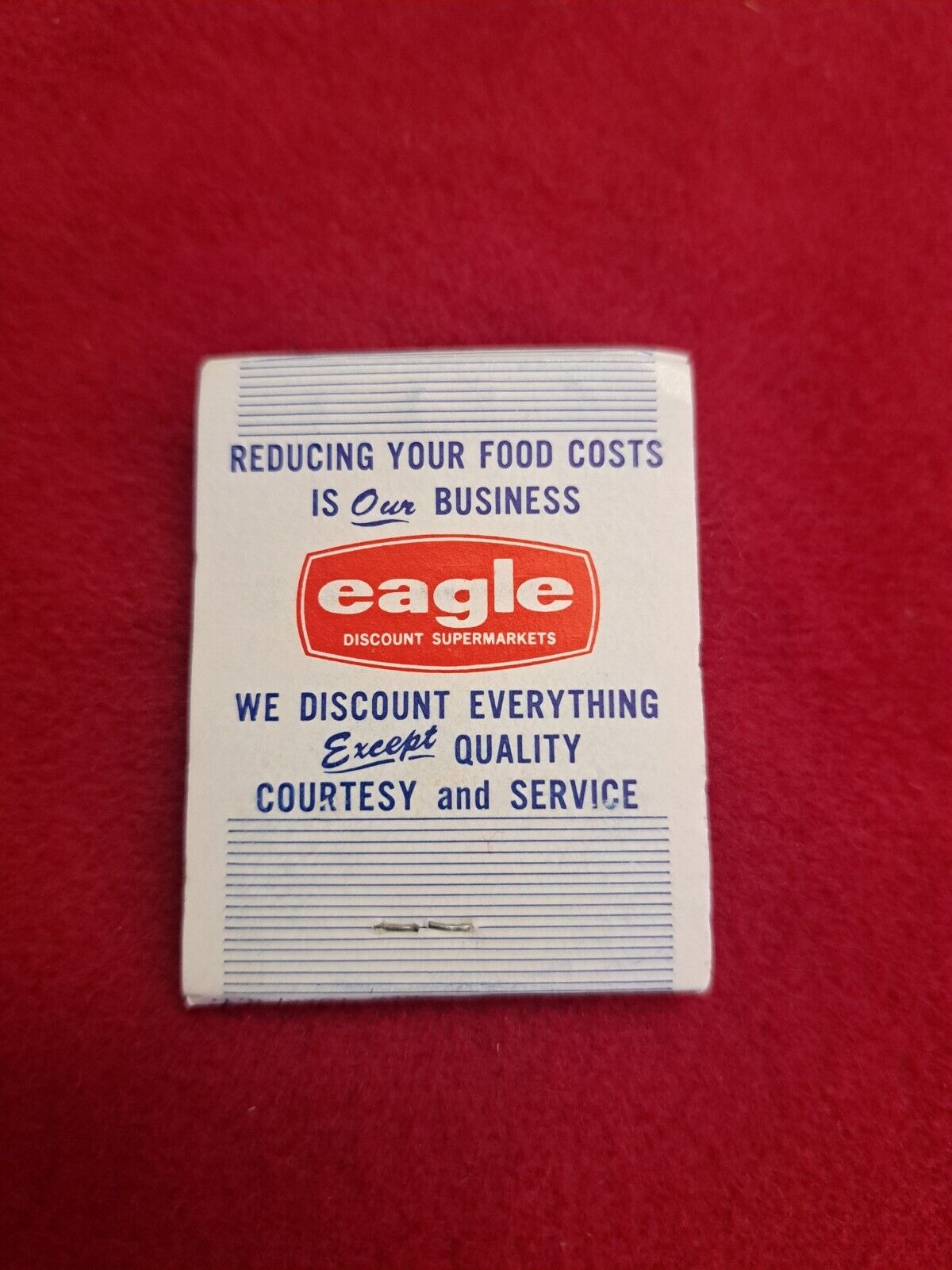 Eagle Discount Supermarket Matchbook 1970\'s Iowa City, Iowa Governor St