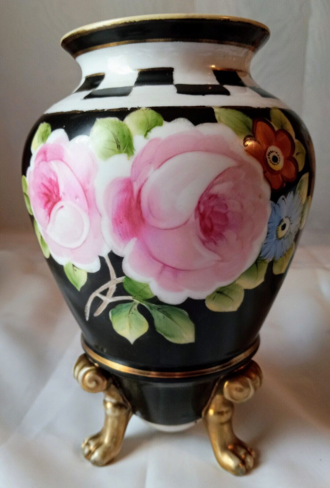 Vtg. Nippon Porcelain Hand Painted Footed Vase