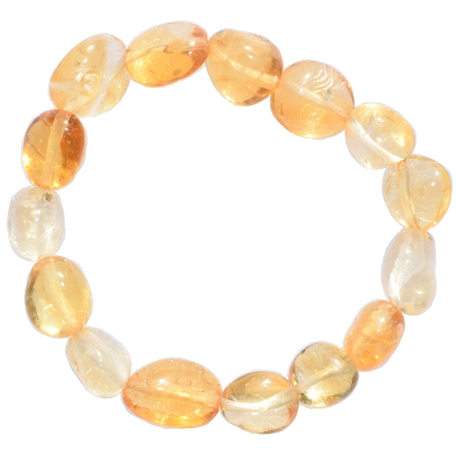 Premium CHARGED Citrine Crystal Nugget Stretchy Bracelet + Selenite Puffy Heart