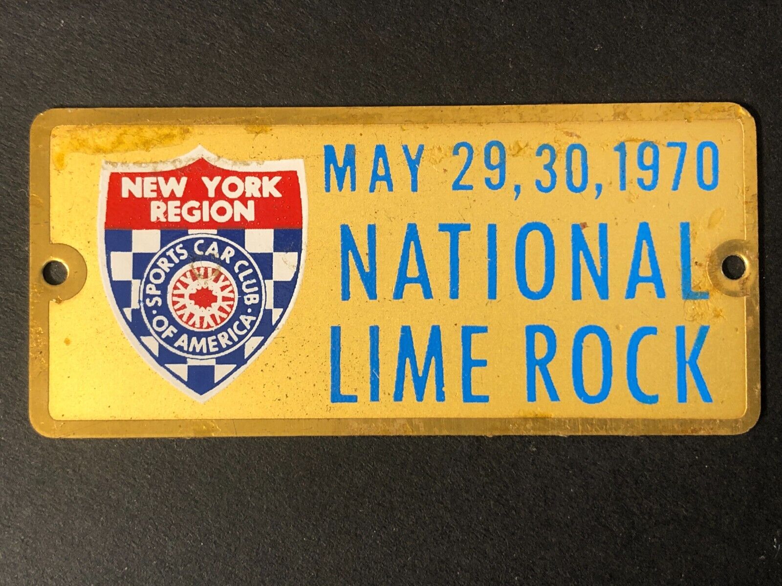 SCCA New York Region 1970 National Lime Rock Dash / Wall Plaque
