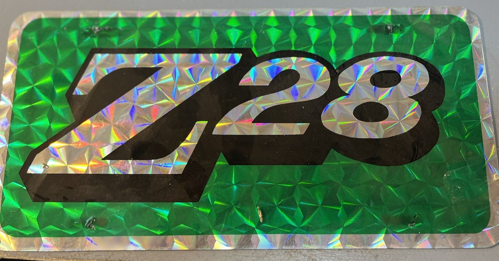 Vintage Camaro Z28 Vanity license plate Green Store Display