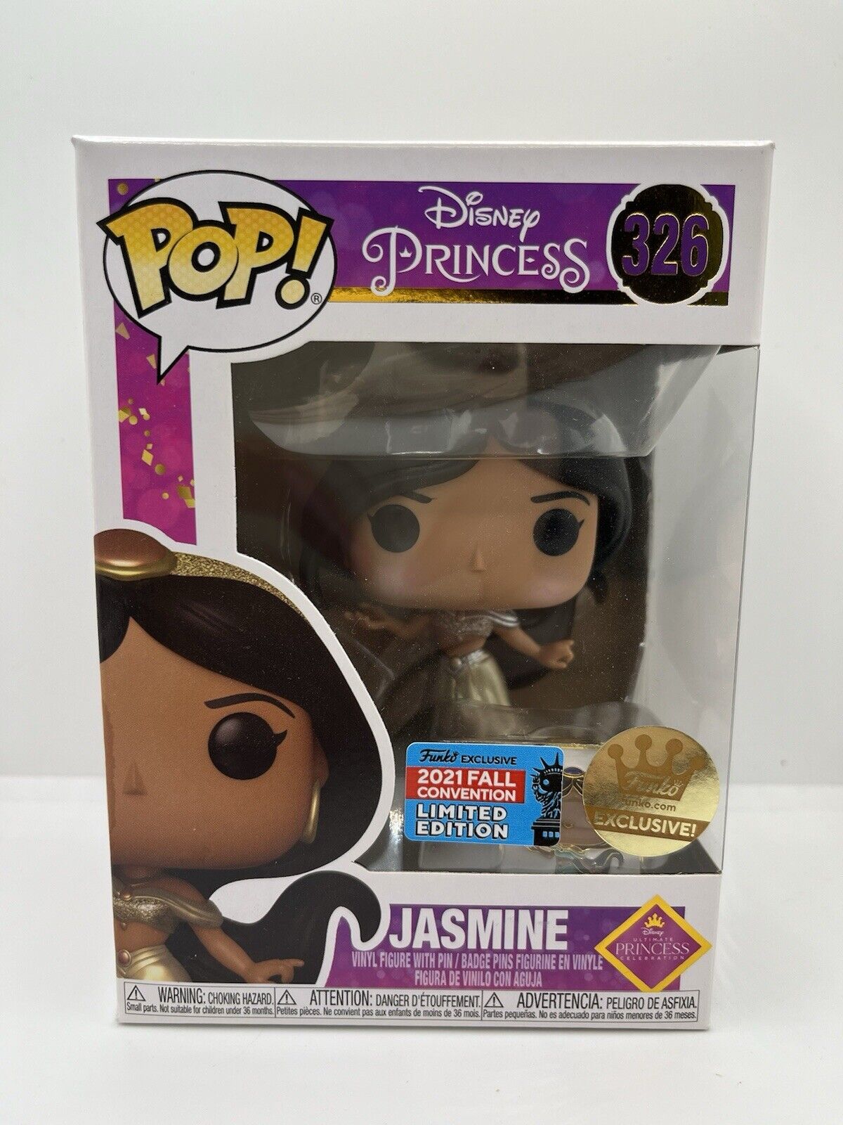 Funko Pop NYCC Exclusive 2021 Disney Princess Aladdin Gold Jasmine #326