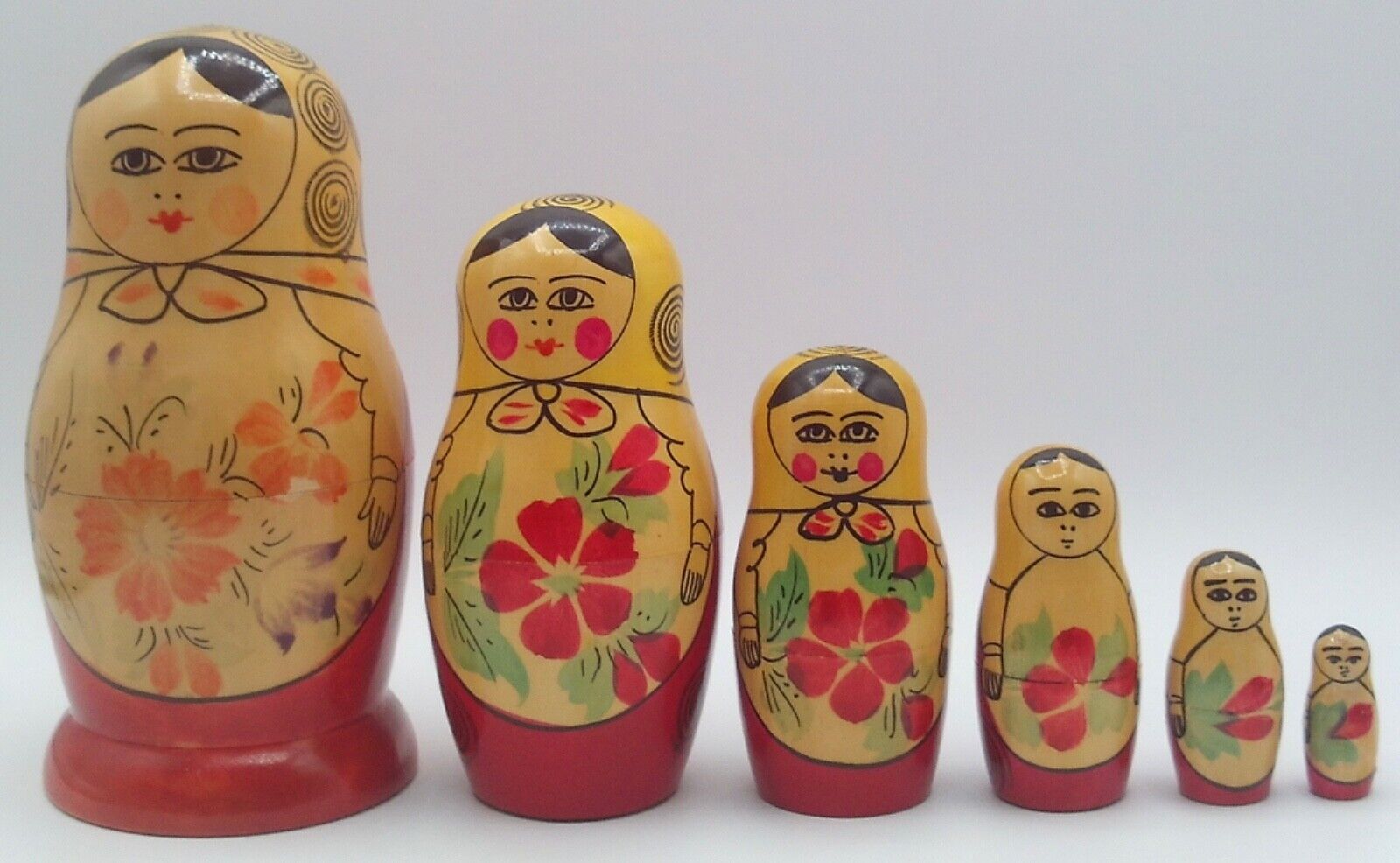 Vintage Russian 6 Nesting Dolls Made in the USSR Largest 6.5\