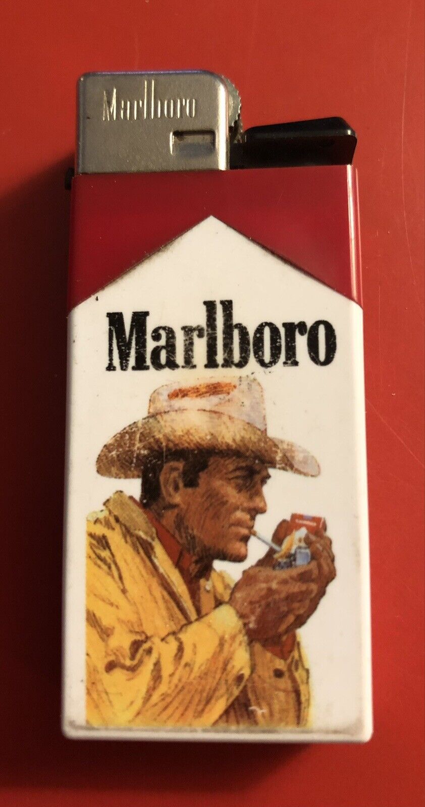Marlboro Lighter Vintage Marlboro Man Working Great Condition Sparks Needs Fluid