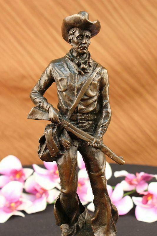 Bronze Marble Statue Sheriff US Marshall Gun Wild West Pony Express Gun Decor