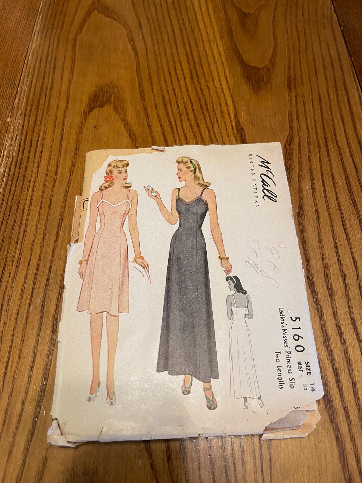 VTG 1943 McCall Princess Slip/Dress Pattern Marked COUTURE/Appears Unused