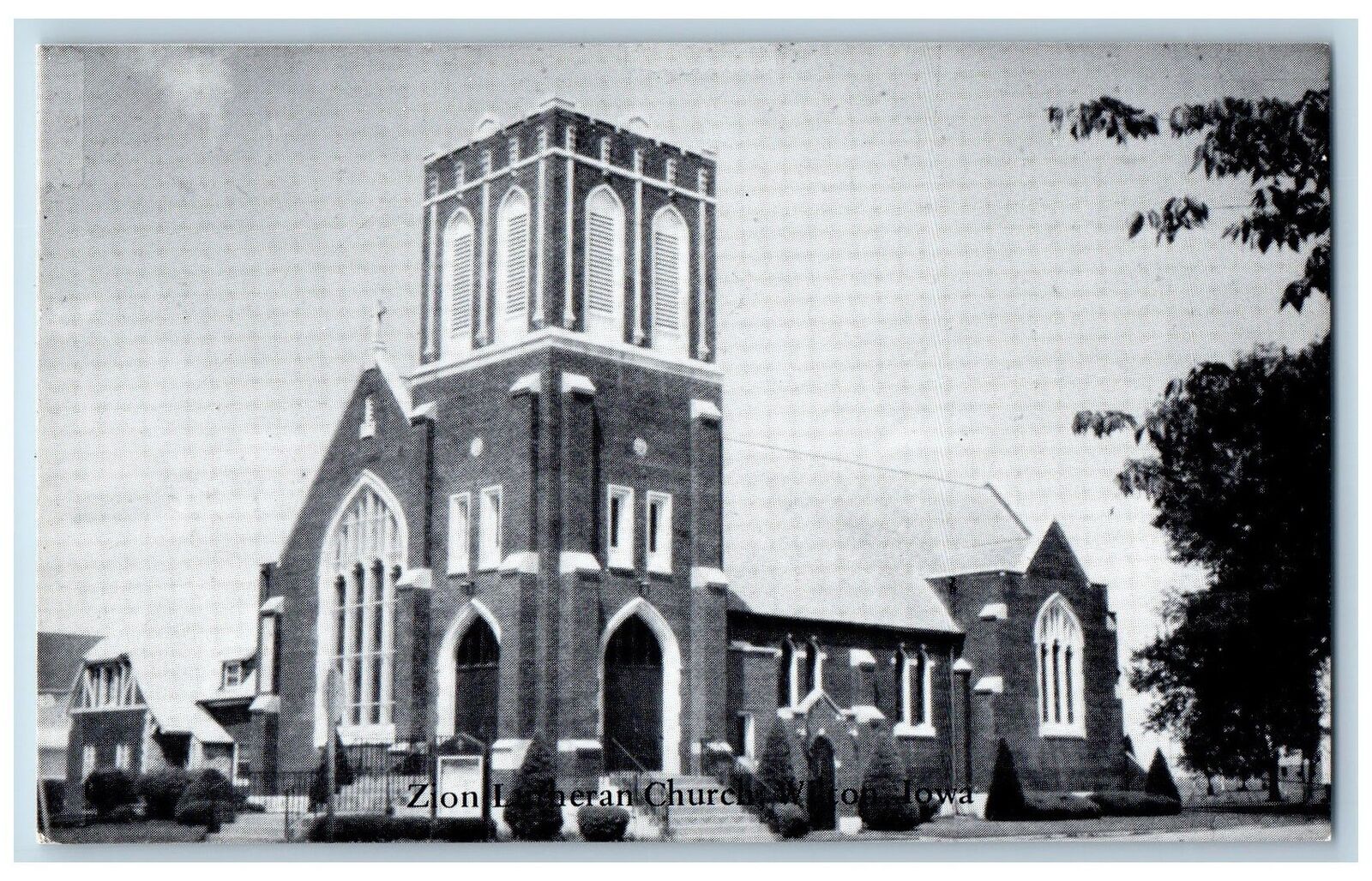 c1905's Zion Lutheran Church Building Entrance Wilton Iowa IA Antique Postcard