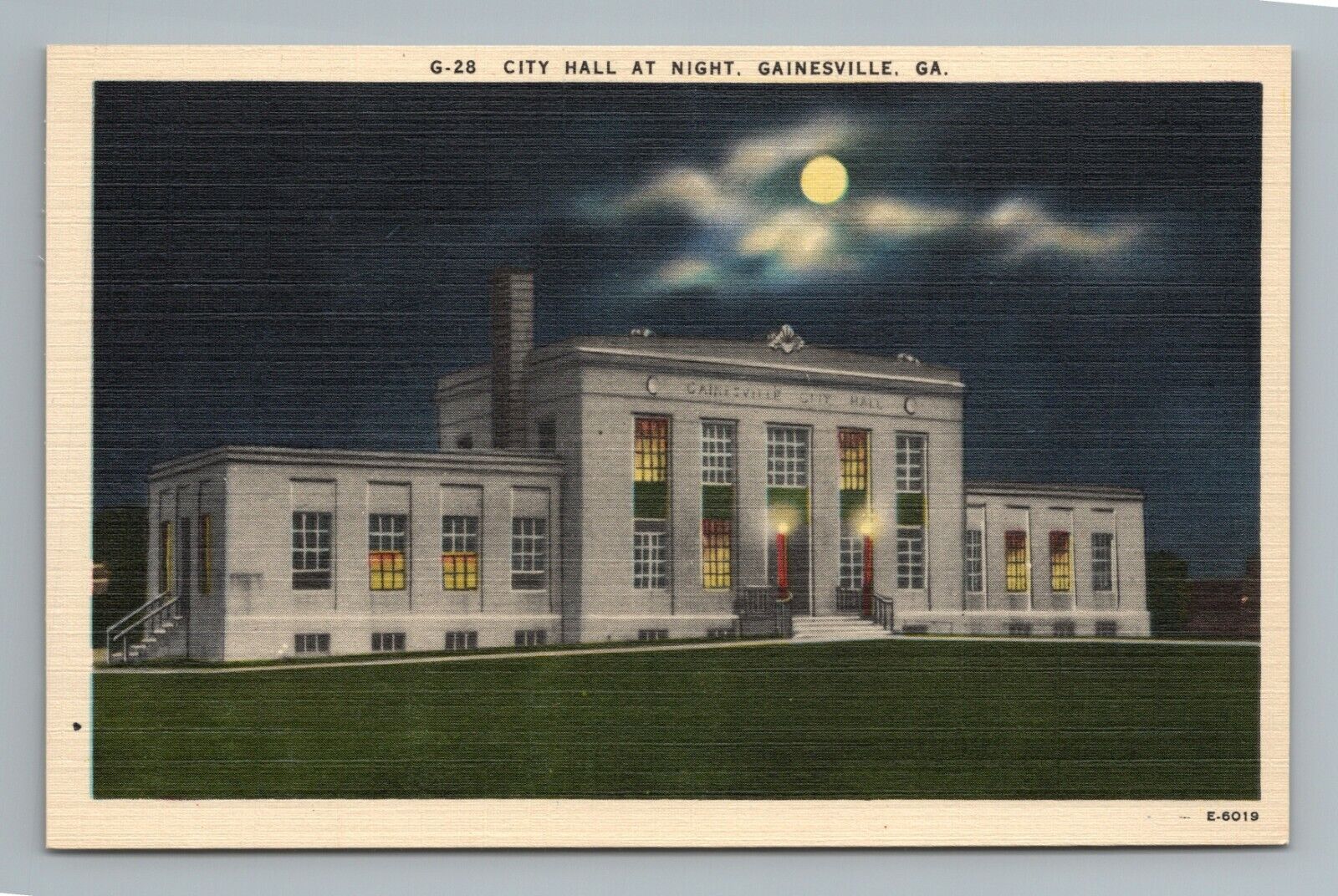 City Hall At Night, Gainesville, Georgia GA Postcard