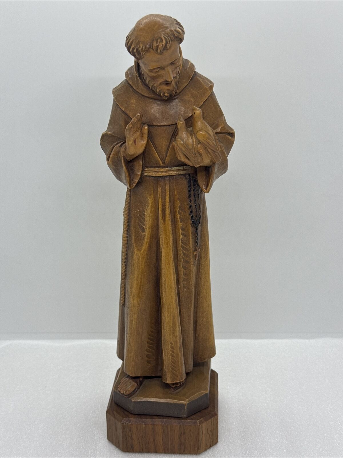 Rare Vintage ANRI Italy Saint Francis Of Assisi Wood Carving Sculpture 10.75”H