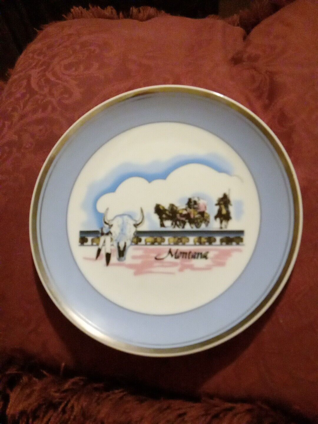 Vintage Western Montana Decorative Souvenir Plate 6 in by 6 in