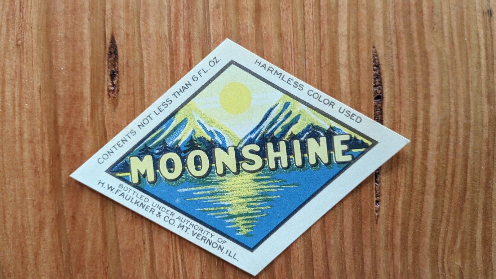 1920s Moonshine Soda Label - H. W. Faulkner Mt. Vernon IL