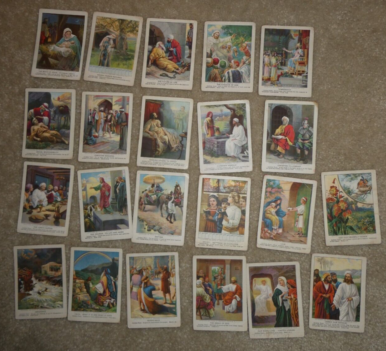 Lot of 22 Vintage 1918-1919 Little Bible Lesson Picture Cards