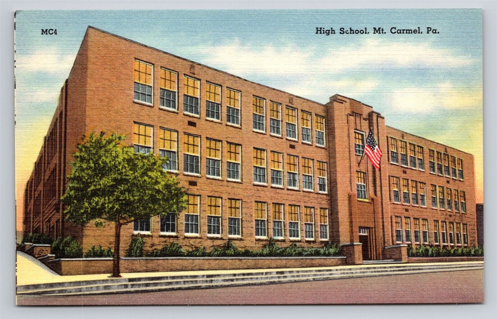 Mt. Carmel Pennsylvania High School Vintage PA Postcard View Unused