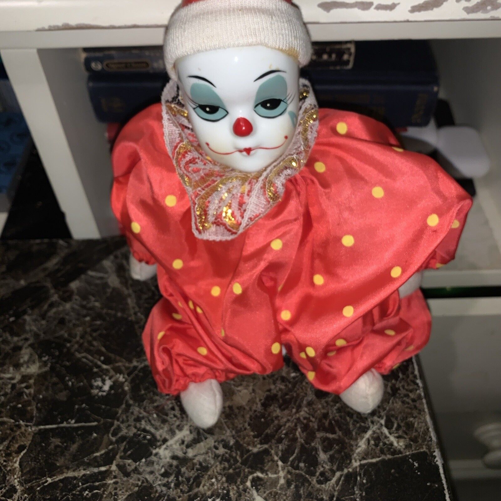 Vintage  1990 Lillian Vernon Christmas Clown Doll Figurine Tear Drop Under Eye