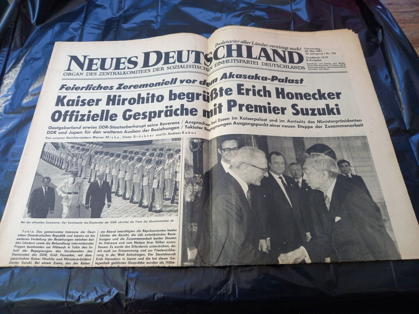May 1981 East German Newspaper NEUES DEUTSCHLAND, JAPAN,  Peace etc Communist