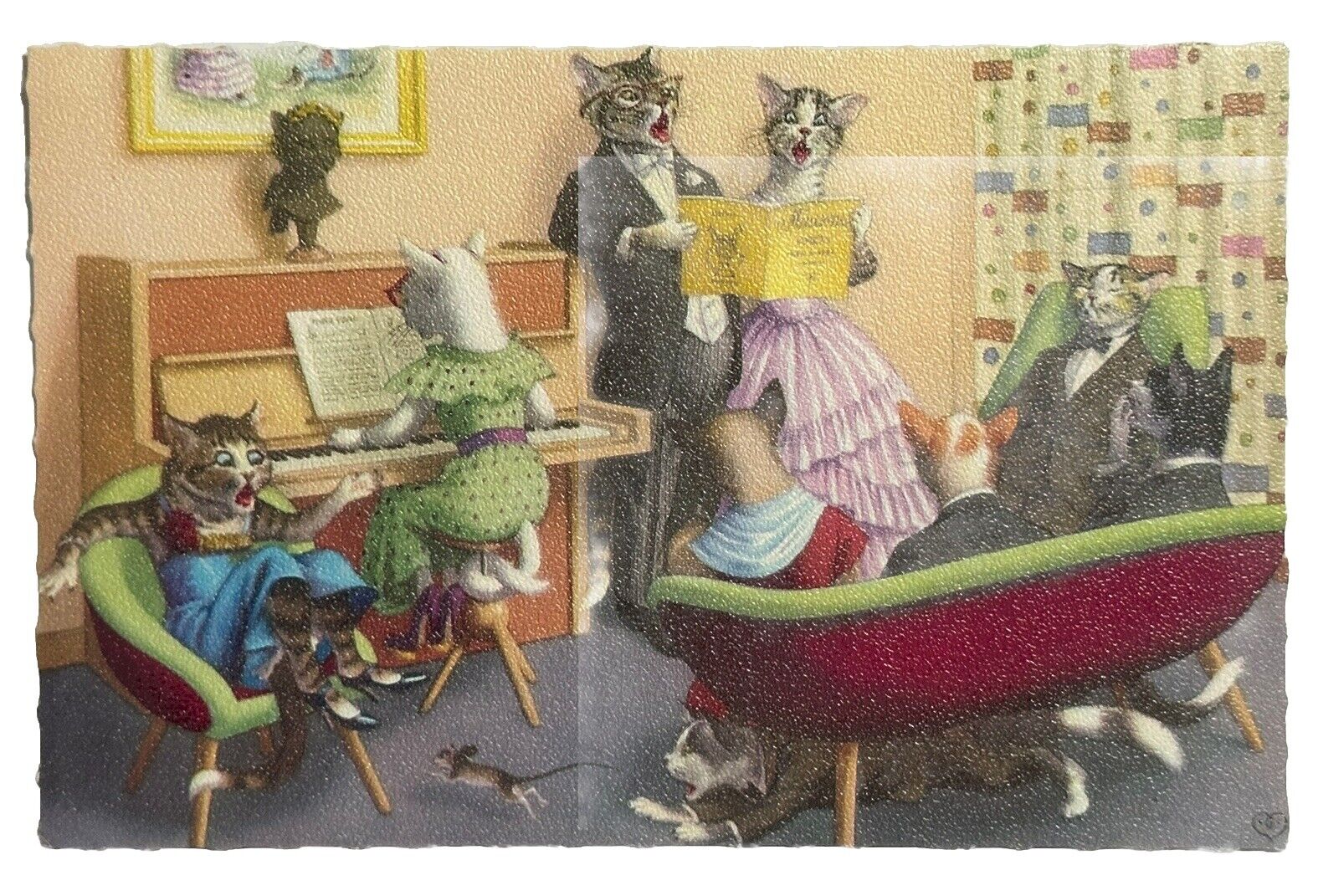 Alfred Mainzer Cats Postcard Belgium Anthropomorphic Piano Music Mouse Trouble