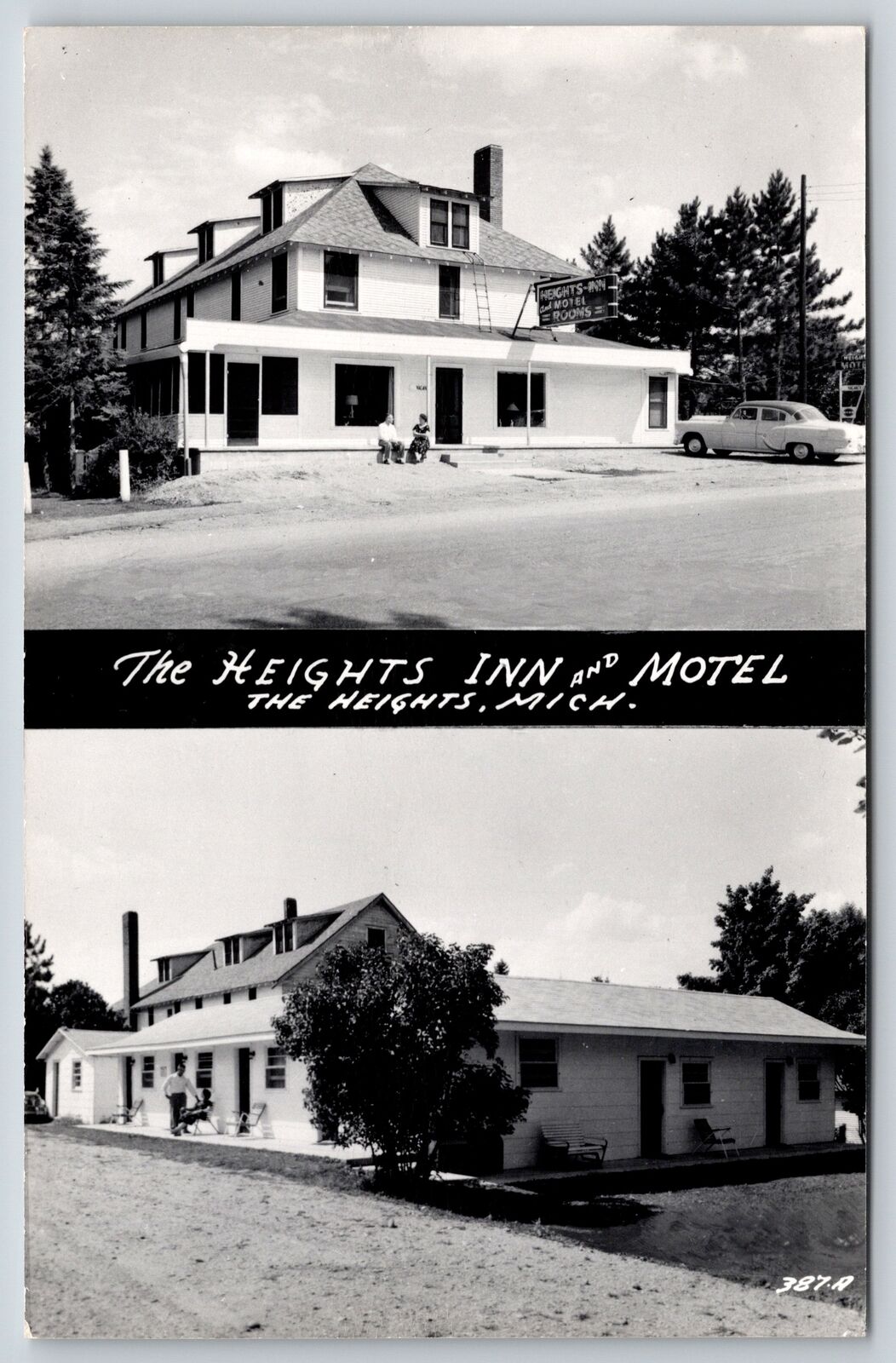 Heights-Houghton Lake Michigan~The Heights Inn & Motel~Roadside~1950s RPPC