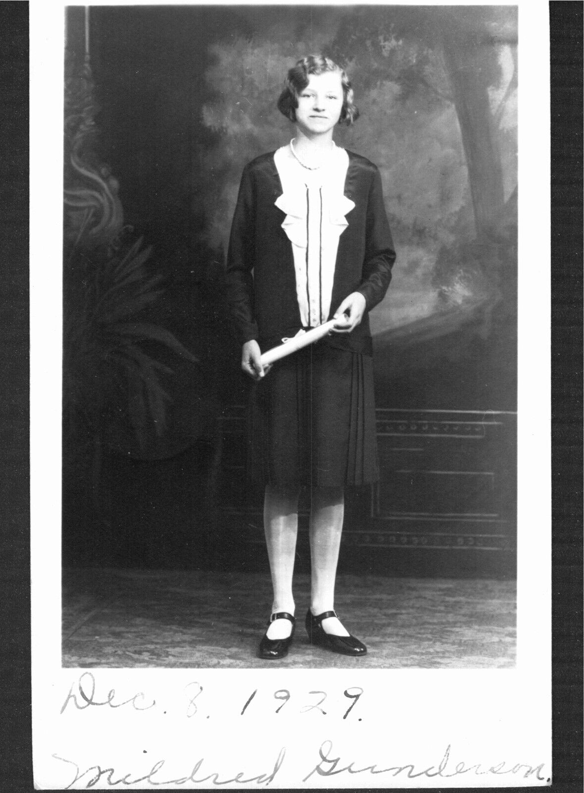 Postcard Studio RPPC Young Woman Holding Diploma C-1929